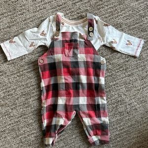 Mud Pie Reindeer Overall Set